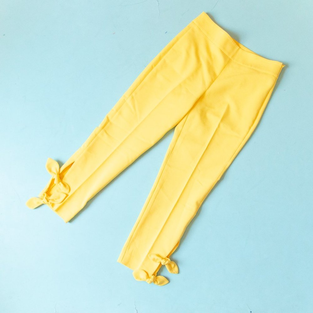 Zara Basic Solid Yellow High Waisted Straight Leg… - image 3